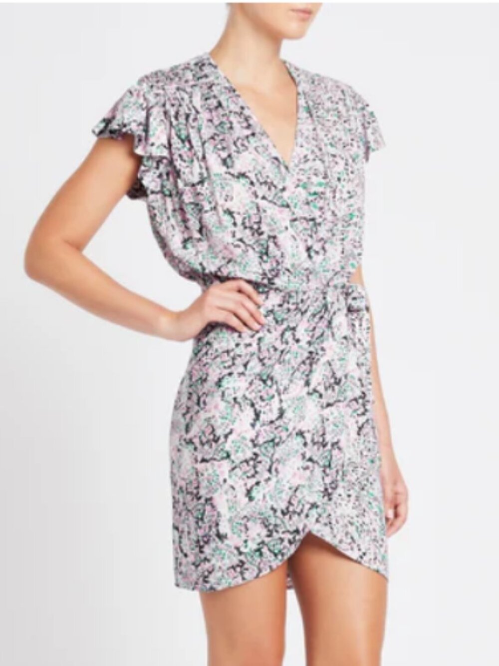 IRO Paris Manza Wrap Dress | Pink Multicolour | Size 38 FR | 100% Rayon